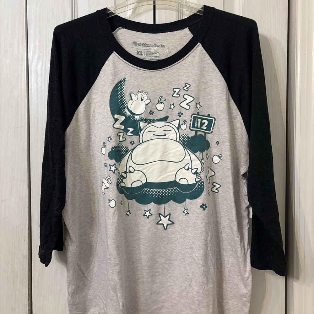 2017 Official Pokémon Center Snorlax Baseball Sleeves Tee-Men’s XL